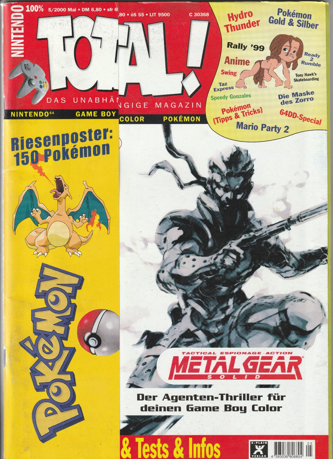 ✪ NINTENDO TOTAL! #5/2000 Metal Gear Solid + Poster VIDEOSPIEL-MAGAZIN Z1-