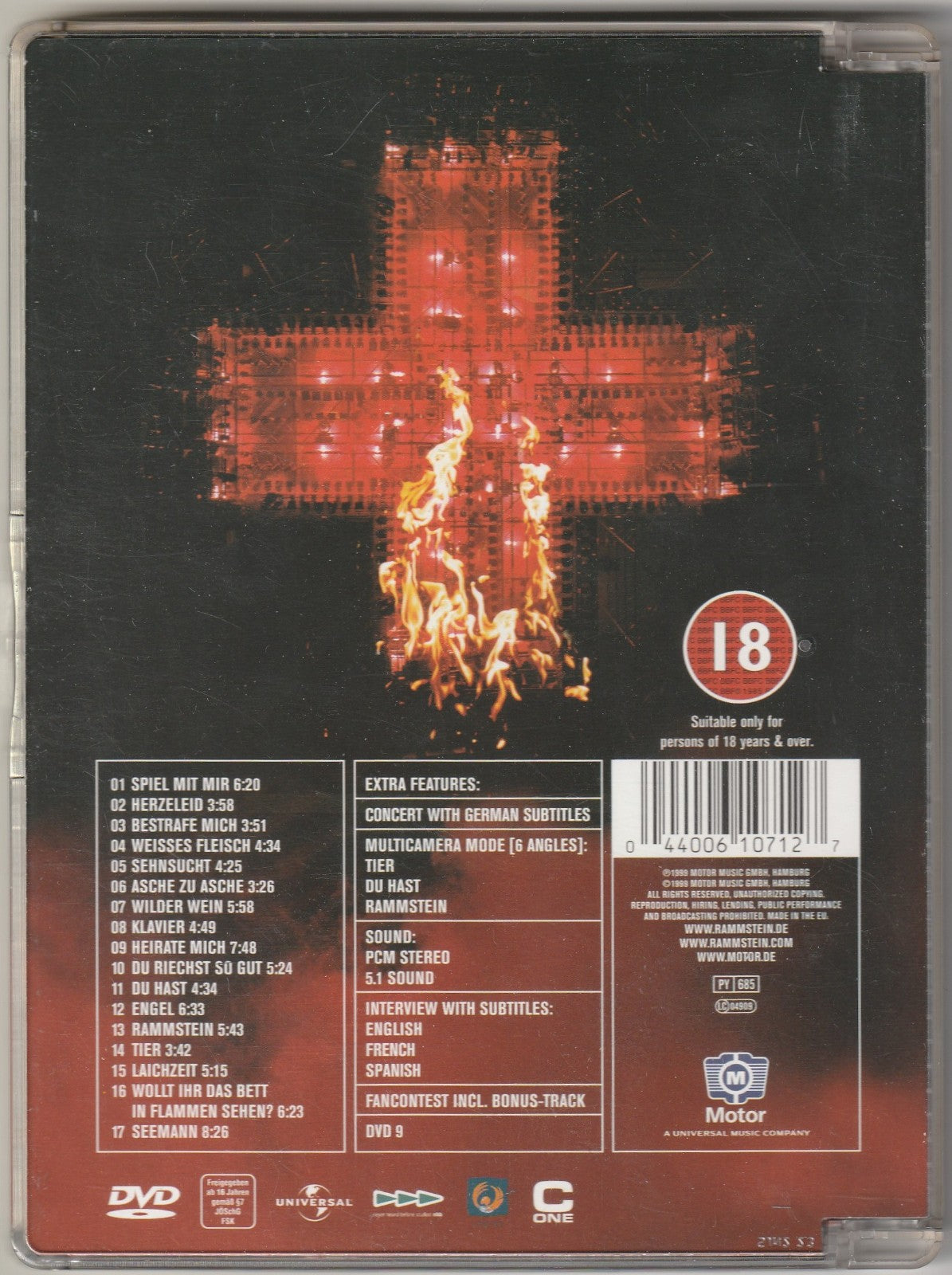 ✪ RAMMSTEIN - LIVE AUS BERLIN, Motor 1999 DVD TOP SEHR GUT NM/VG+