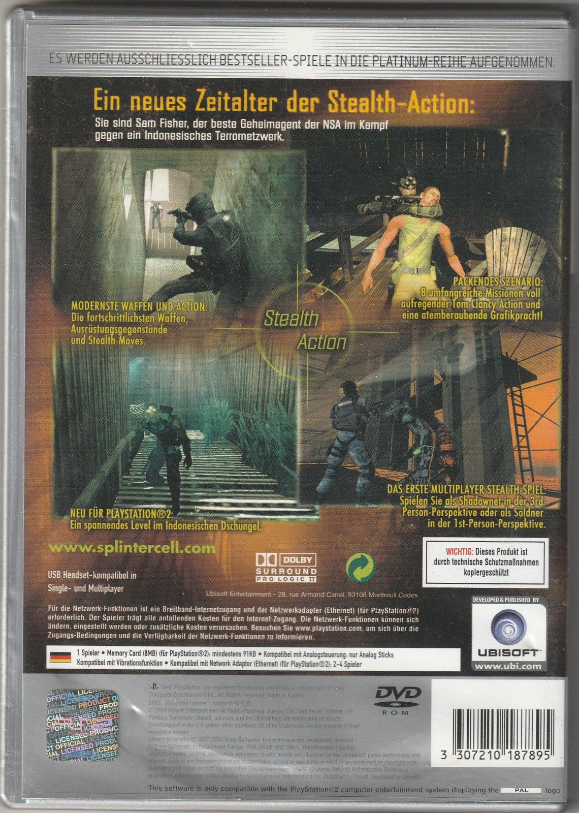 ✪ SPLINTER CELL: PANDORA TOMORROW, Sony/Ubisoft PLAYSTATION 2 PS2 VIDEOSPIEL