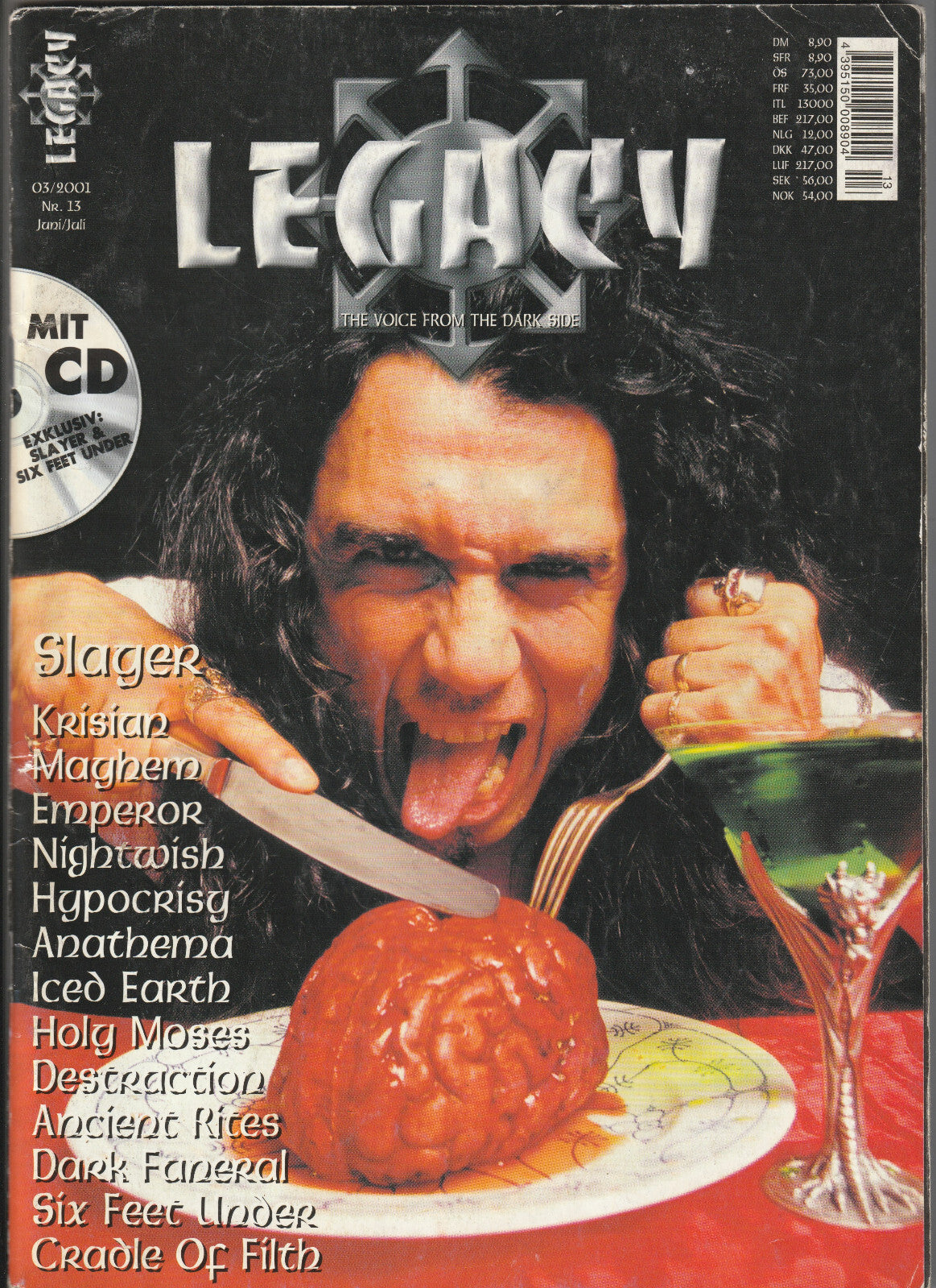✪ LEGACY #13/2001 Slayer ohne CD/Poster, MUSIK-MAGAZIN