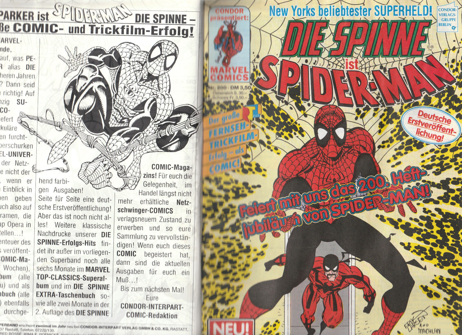 ✪ DIE SPINNE COMIC SUPERBAND #22 (Hefte #200+203), Condor/Marvel COMICHEFT Z3