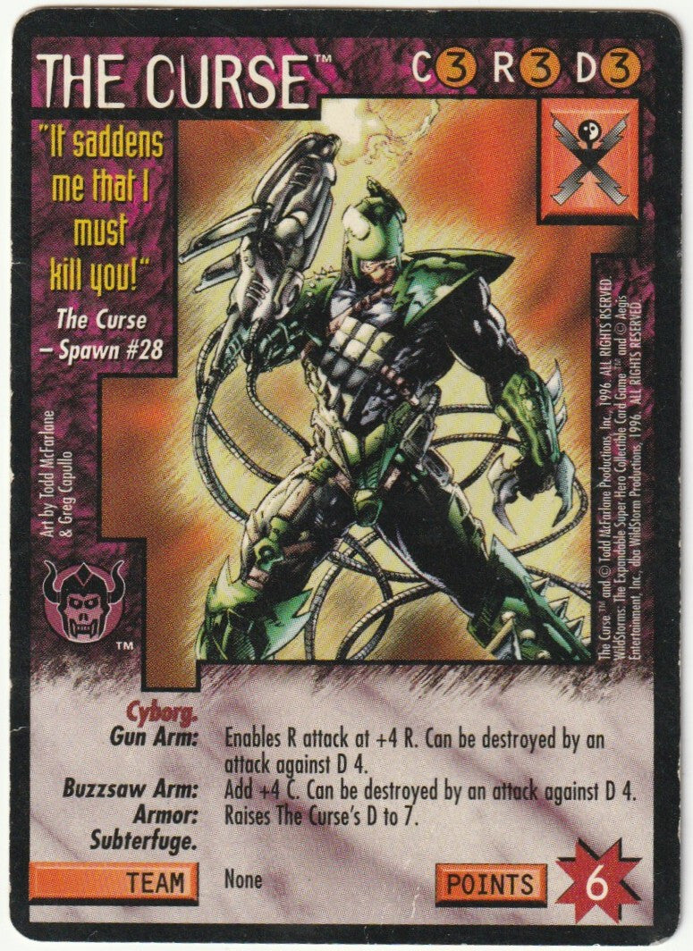 ✪ WILDSTORMS THE EXPENDABLE SUPER-HERO COLLECTIBLE The Curse 1996 TRADING CARD