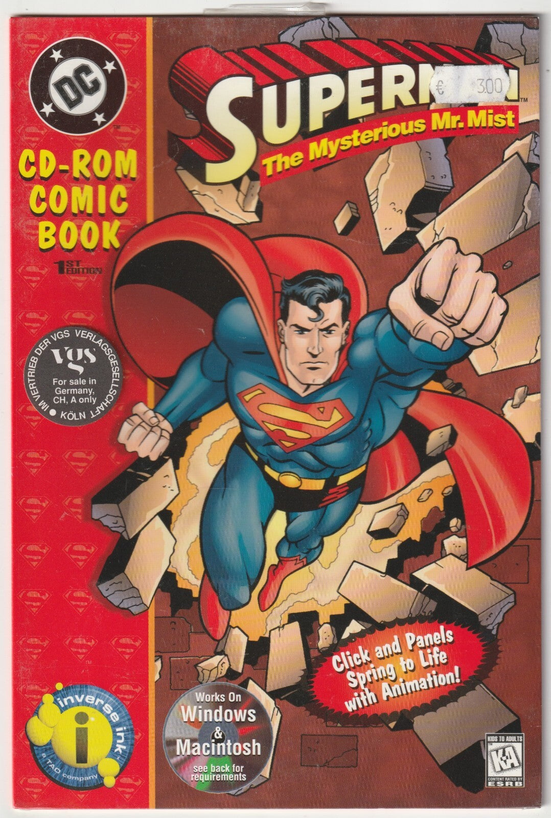 ✪ SUPERMAN The Mysterious Mr. Mist, Inverse Ink/DC Comics 1996 *CD-ROM Comic