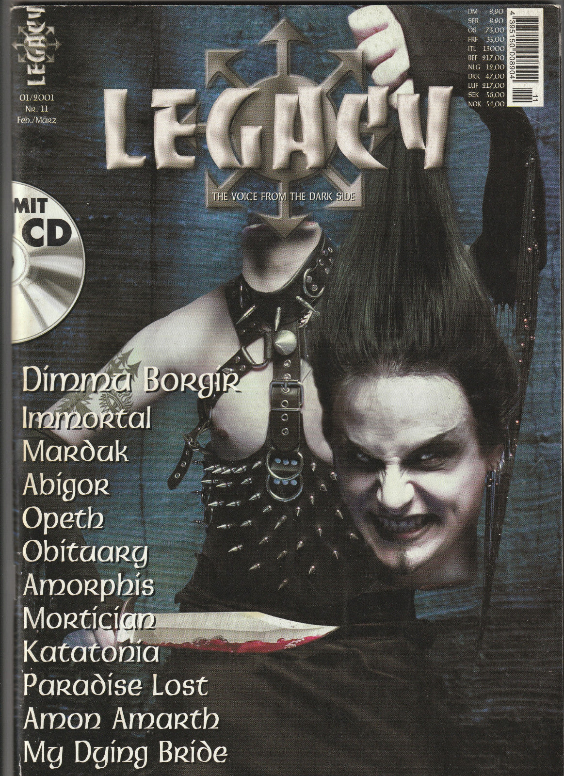 ✪ LEGACY #11/2001 Dimmu Borgir + Poster/ohne CD, MUSIK-MAGAZIN