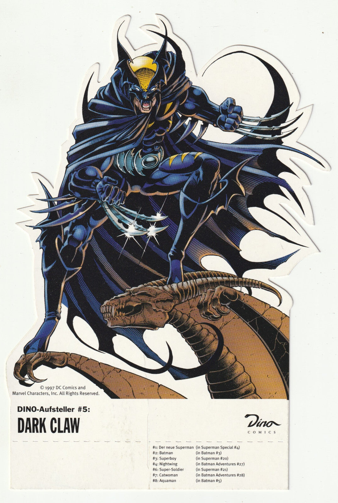 ✪ DINO-AUFSTELLER #5 Dark Claw, Dino Comics/DC Comics COMIC-PAPPAUFSTELLER