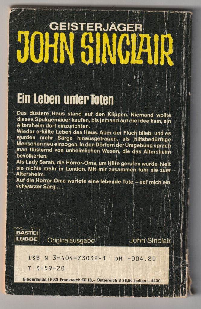 ✪ Geisterjäger John Sinclair - Ein leben unter Toten, Bastei Lübbe 1983 | BUCH