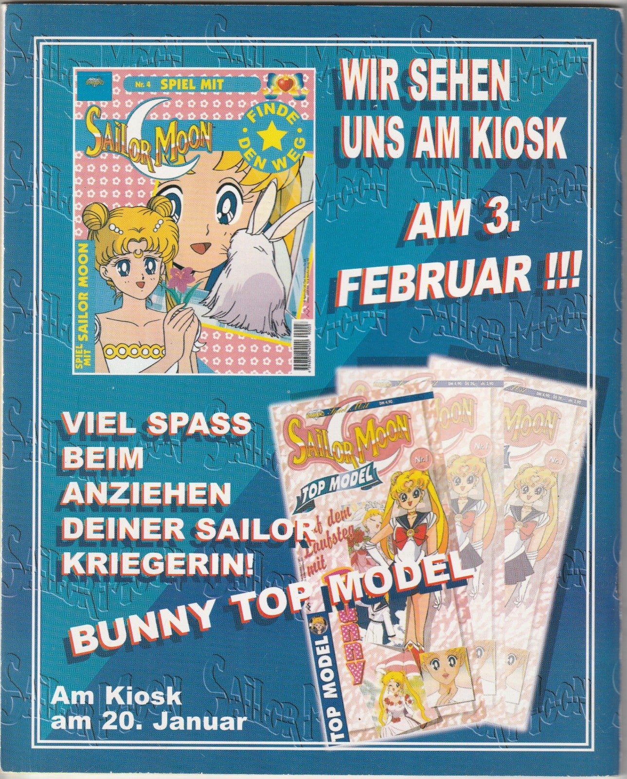 ✪ SPIEL MIT SAILOR MOON #3 + Beilagen, Egmont 1998 MAGAZIN KOMPLETT TOP Z1