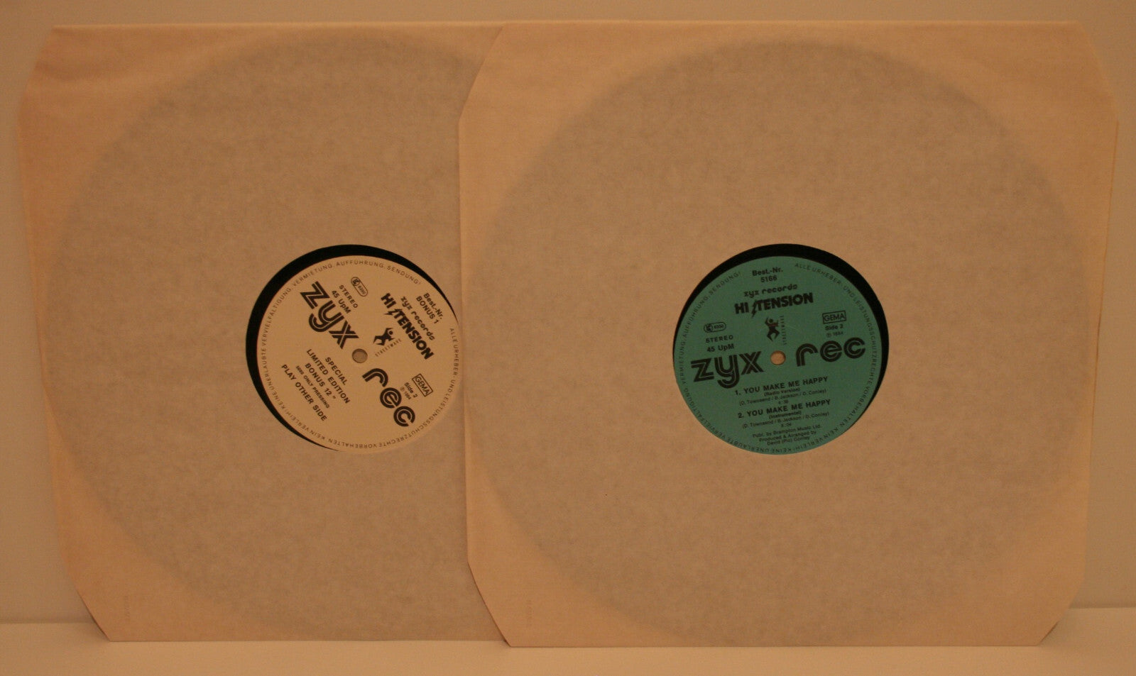 ✪ HI-TENSION - YOU MAKE ME HAPPY/RAT RACE, ZYX - 5166 VINYL MAXI-SINGLE VG+