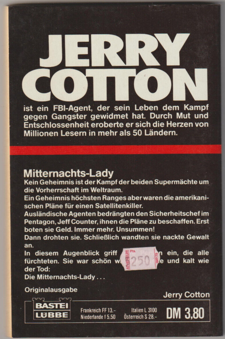 Jerry Cotton Nr.31259 Mitternachts-Lady, Bastei Lübbe 1982 | ROMANHEFT | GUT