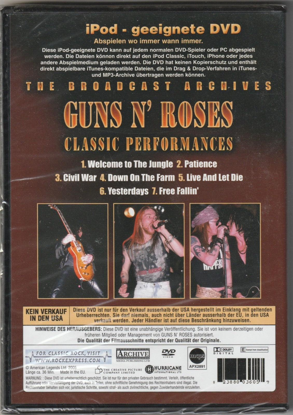 ✪ GUNS N´ ROSES - THE BROADWAY ARCHIVES, American Legends 2005 DVD NEU OVP TOP