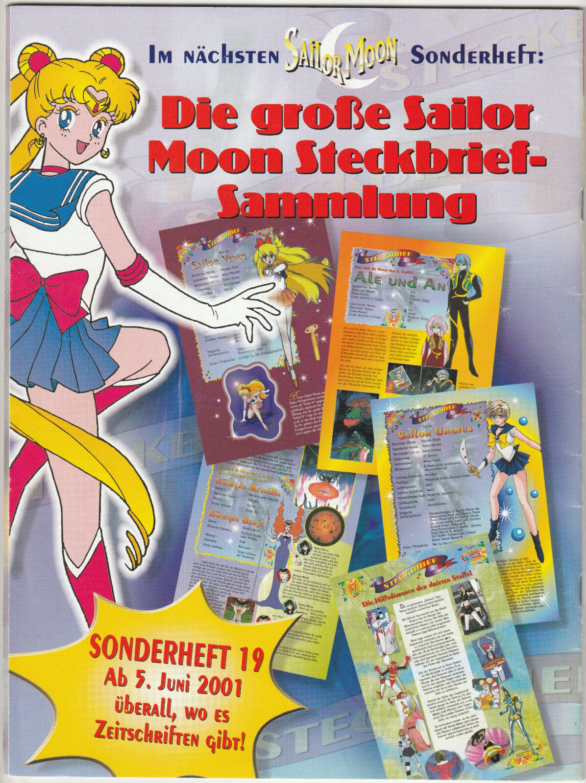 ✪ SAILOR MOON SONDERHEFT #18 Song-Texte, Egmont Manga 2001 MAGAZIN TOP Z1