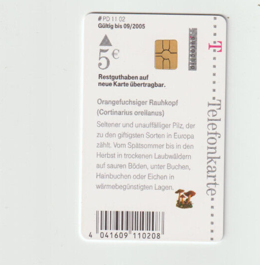 ✪ Orangefuchsiger Rauhkopf - Pilz des Jahres 2002, Telekom | TELEFONKARTE