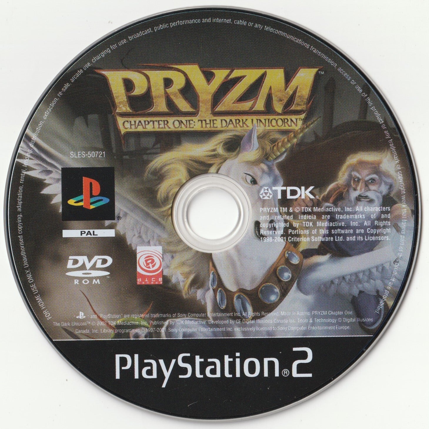 ✪ PRYZM CHAPTER ONE: THE DARK UNICORN, Sony 2001 PLAYSTATION 2 PS2 CD-ONLY VG