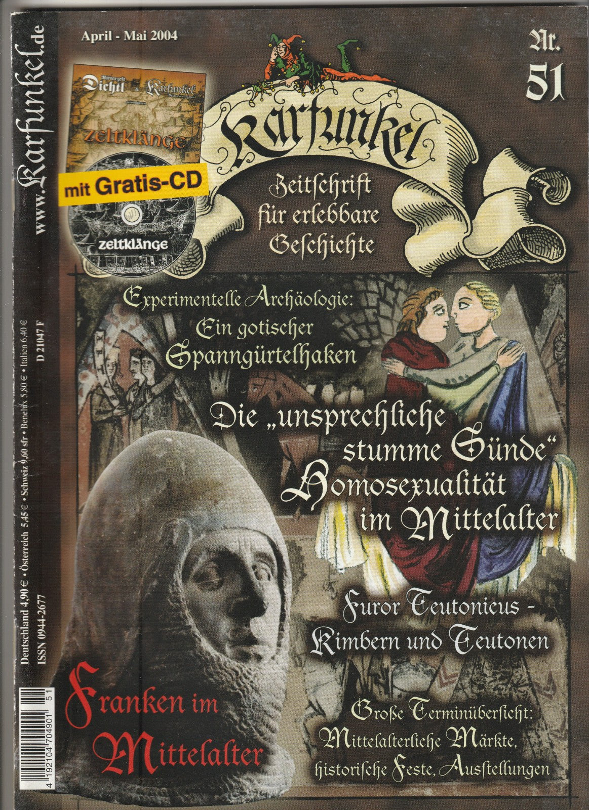 ✪ KARFUNKEL #51/2004 Franken im Mittelalter ohne CD, MITTELALTER-MAGAZIN Z1/1-