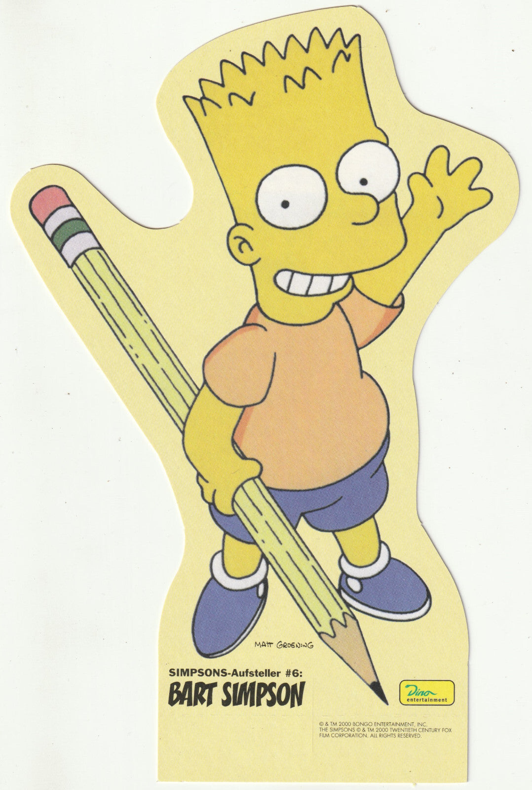 ✪ SIMPSONS-AUFSTELLER #6 Bart Simpson, Dino/Bongo COMIC-PAPPAUFSTELLER