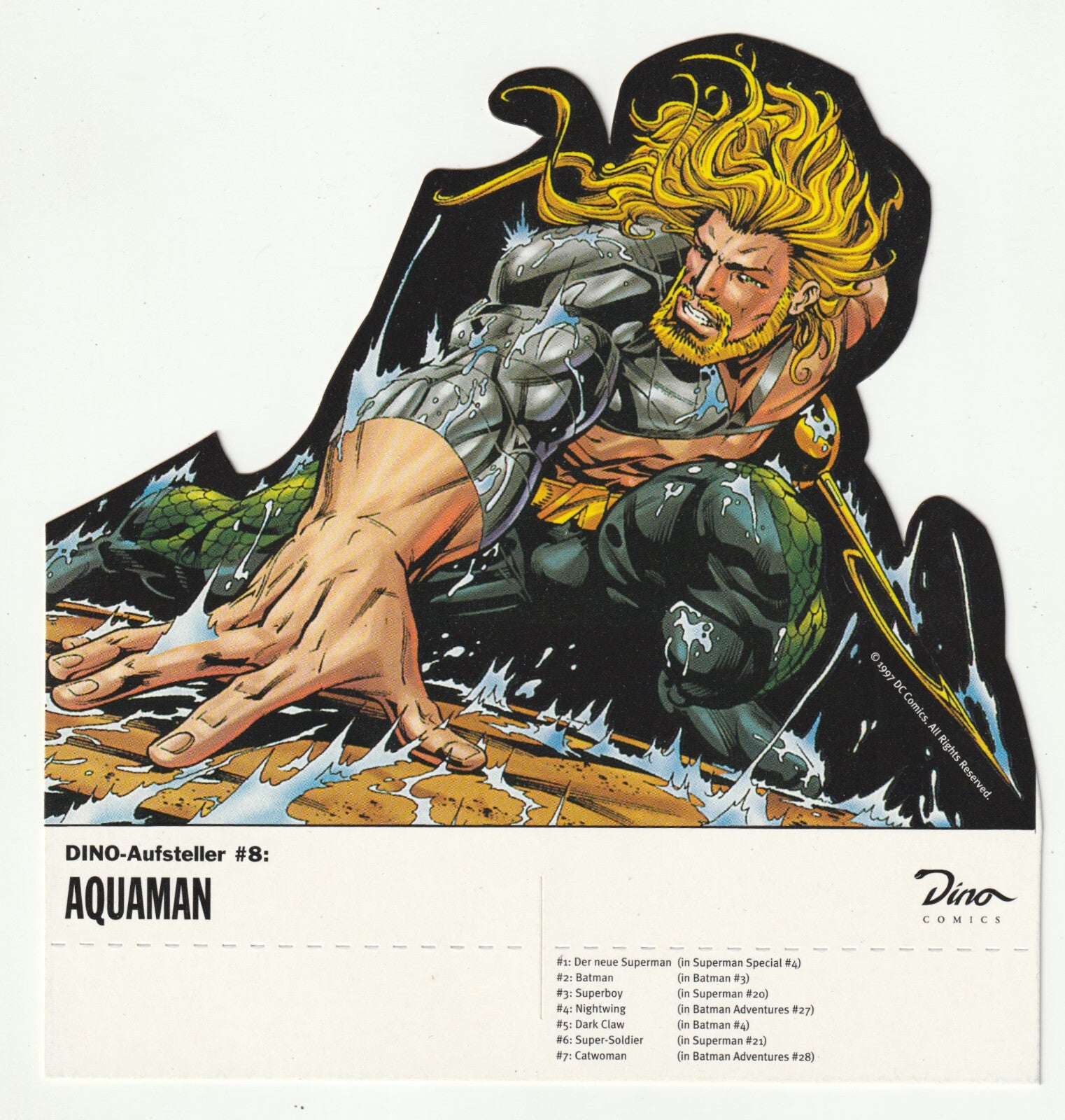 ✪ DINO-AUFSTELLER #8 Aquaman, Dino Comics/DC Comics COMIC-PAPPAUFSTELLER