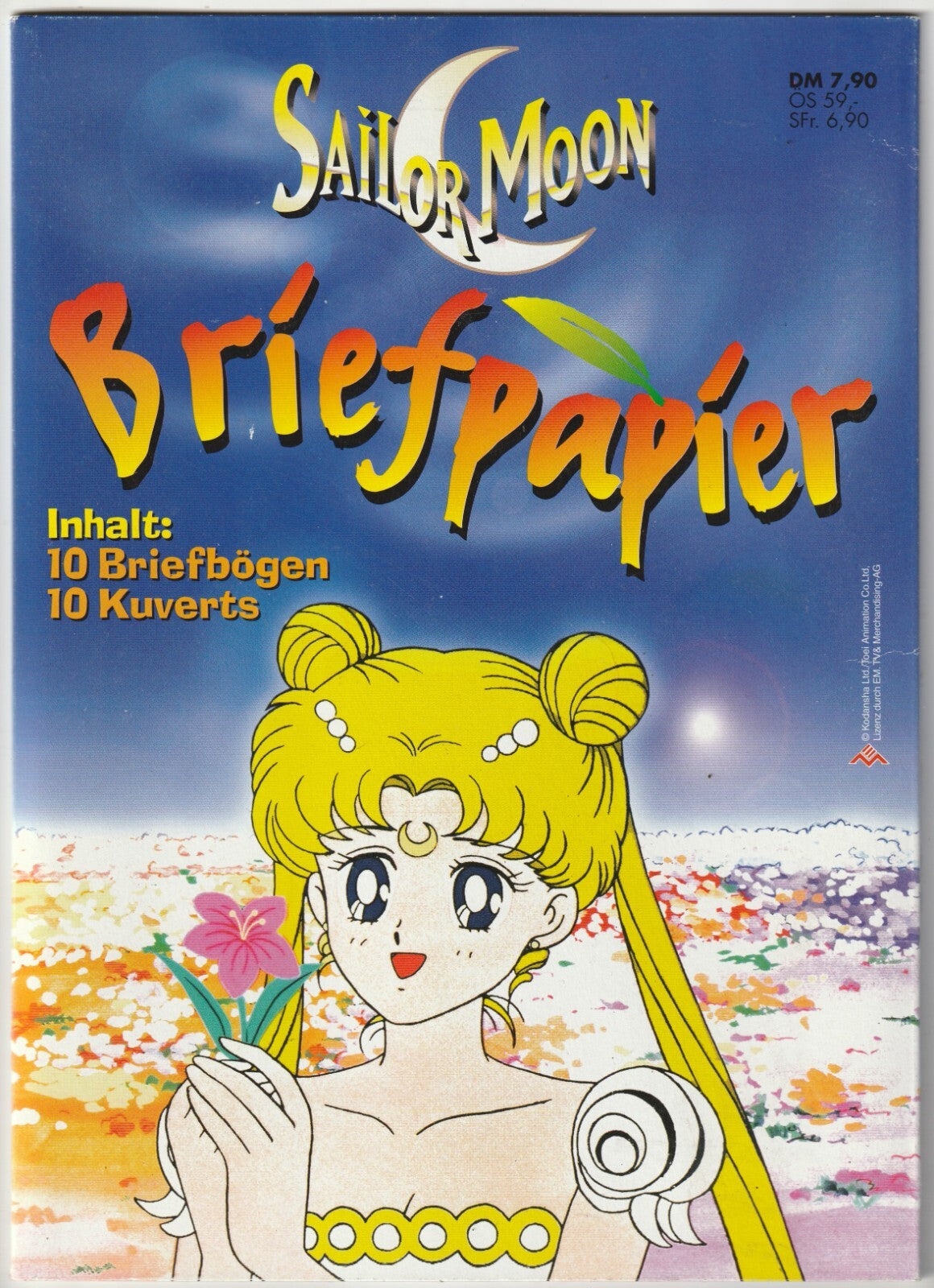 ✪ SAILOR MOON BRIEFPAPIER, Ehapa/Toei MAPPE + 8 BRIEFBÖGEN + 8 KUVERTS TOP